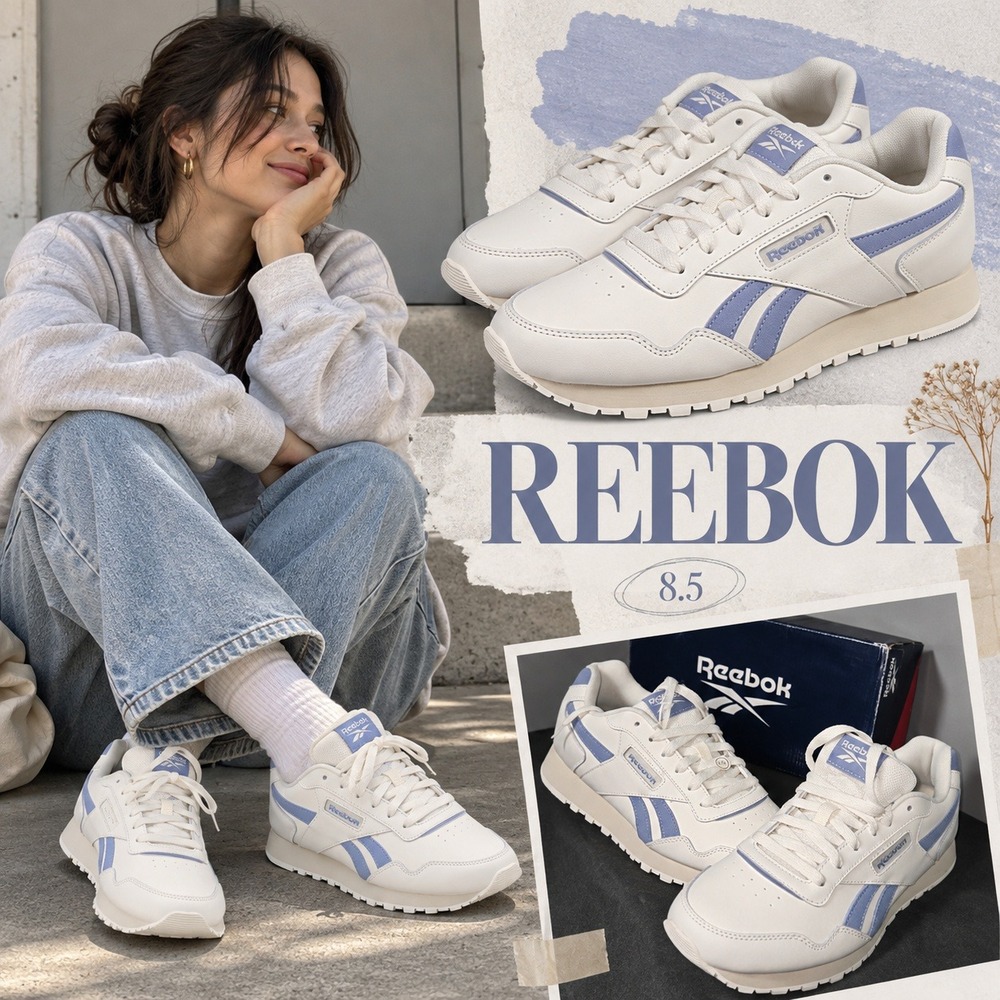 Reebok Glide Womens Sneakers White Light Blue Low Top Running Shoes 100074457